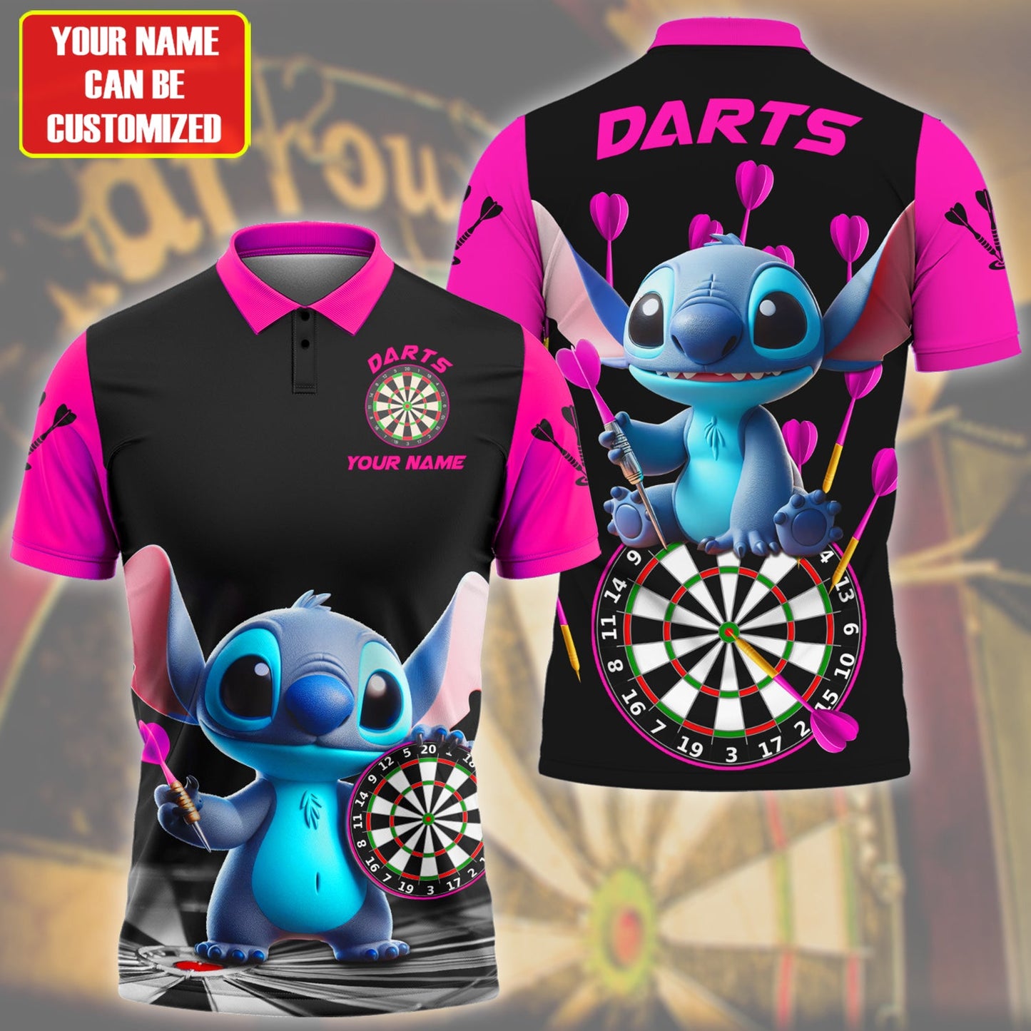 Personalized Name St Darts Q6 Pink Version All Over Printed Unisex Shirt Q200309