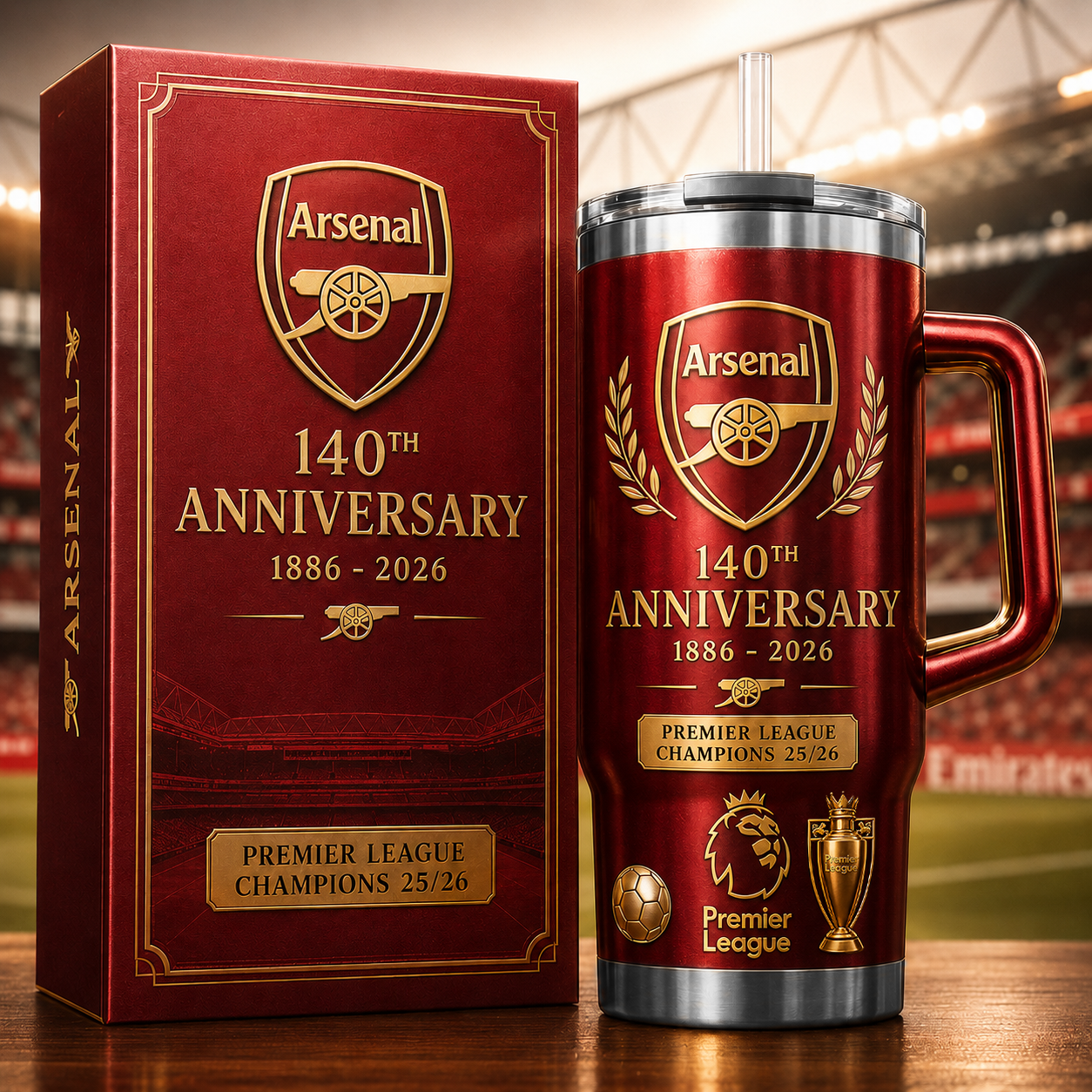 Arsenal Premier League Champions 25/26 Insulated Tumbler 30oz 40oz