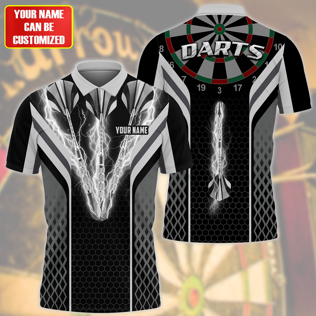 Personalized Name Black Thunder Darts All Over Printed Unisex Shirt Q200601