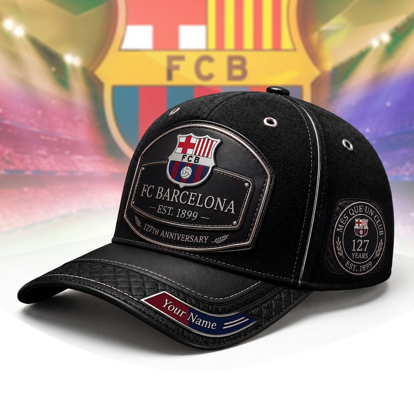 Personalized Barca Leather Vintage 127th Anniversary Classic Cap (1899-2026)