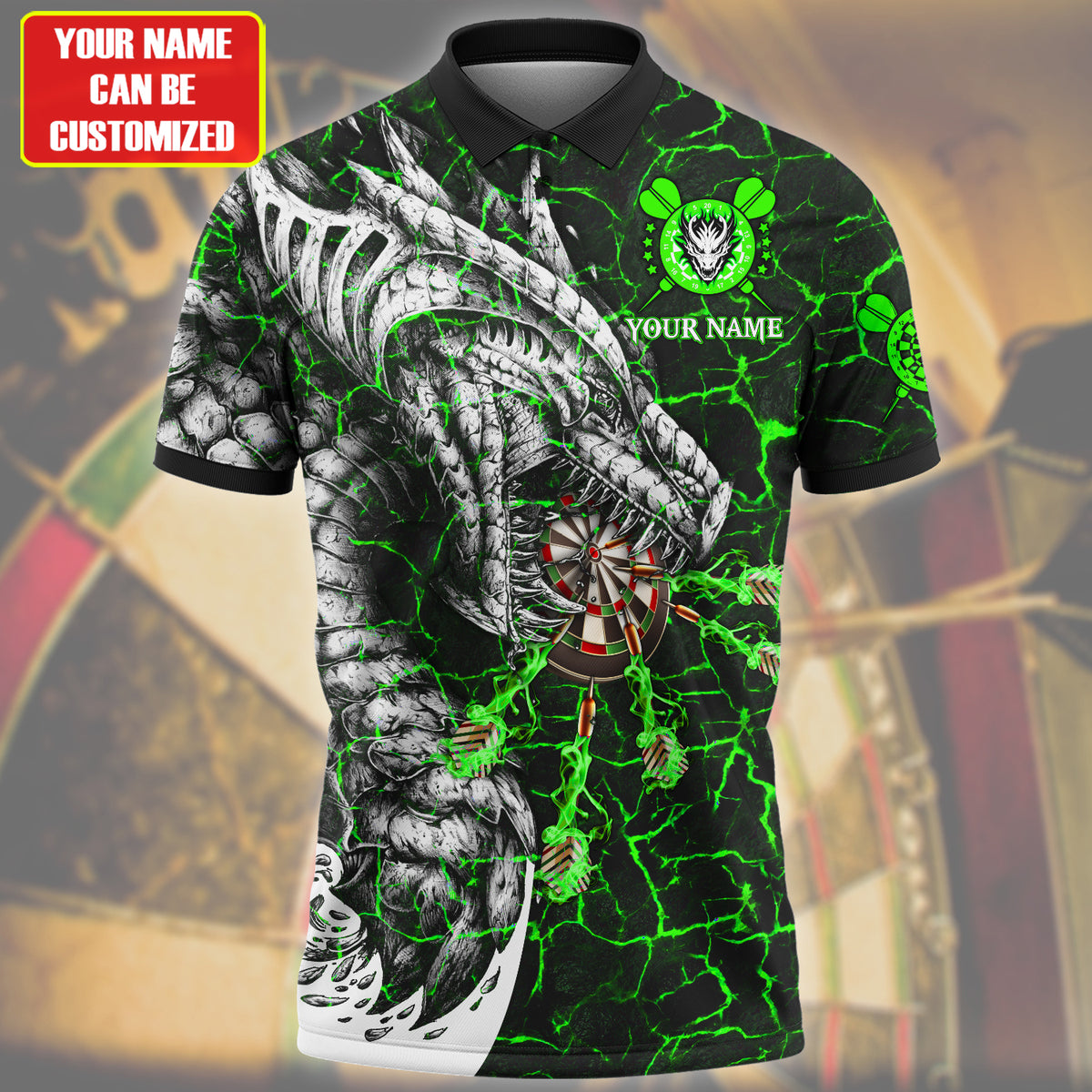Personalized Name Green Dragon Darts All Over Printed Unisex Shirt Q200808