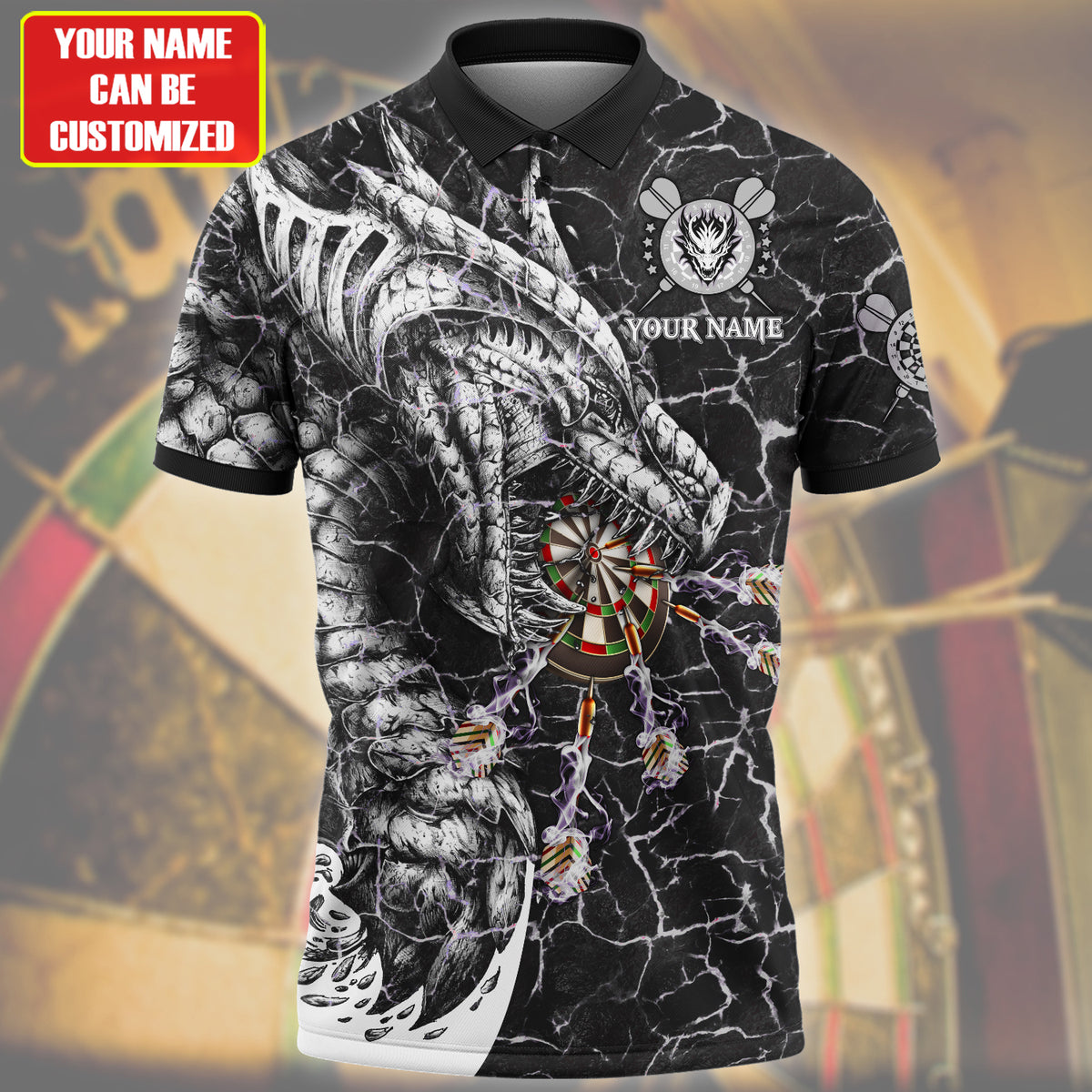 Personalized Name Black Dragon Darts All Over Printed Unisex Shirt Q200808