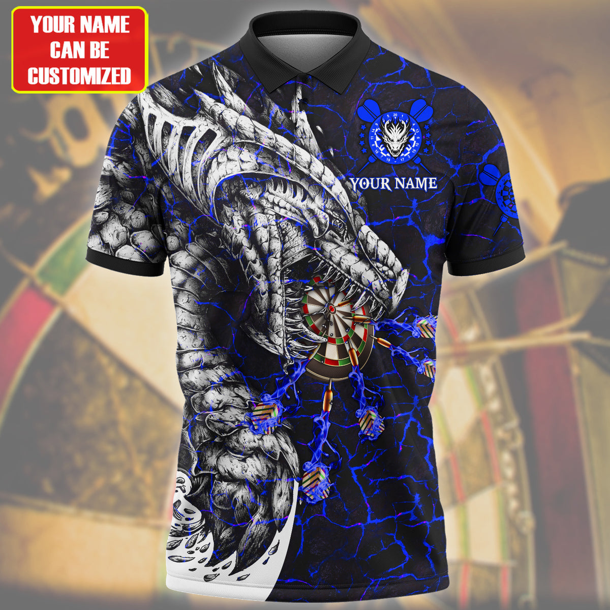 Personalized Name Blue Dragon Darts All Over Printed Unisex Shirt Q200808