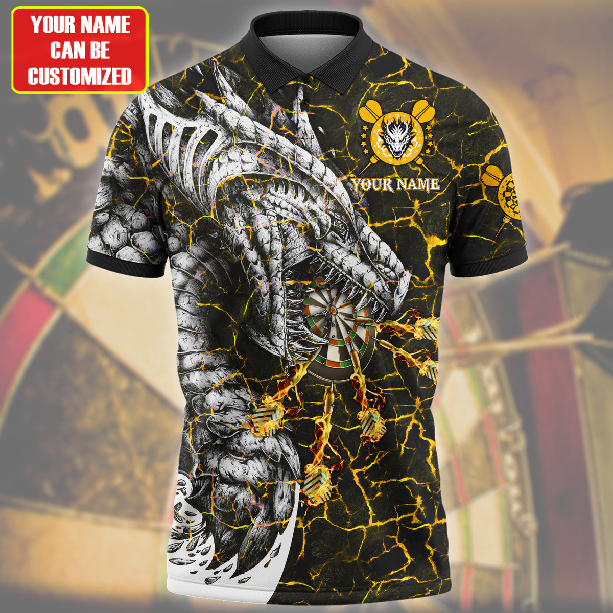 Personalized Name Yellow Dragon Darts All Over Printed Unisex Shirt Q200808