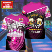 Personalized Name Pink Bowling Drinking All Over Printed Unisex Shirt