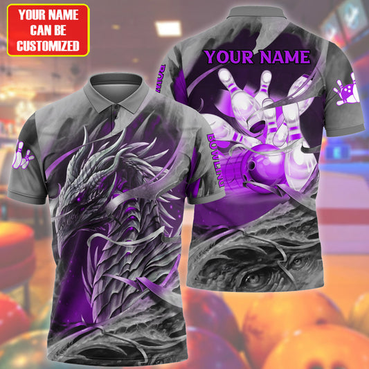 Personalized Name Purple Dragon Bowling All Over Printed Unisex Shirt Q210501