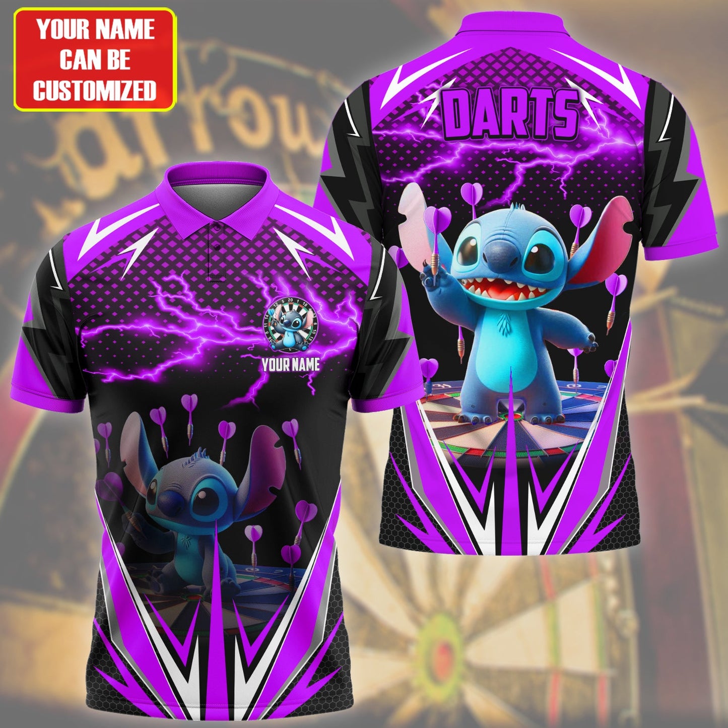 Personalized Name St Darts Q7 Purple Version All Over Printed Unisex Shirt Q210508