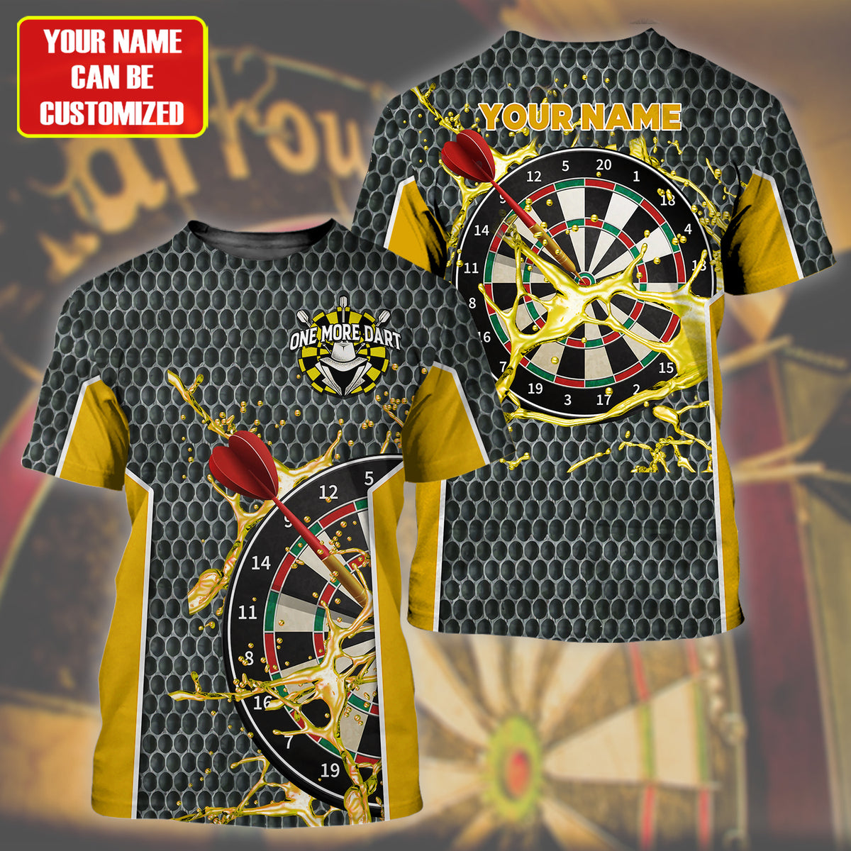 Personalized Name Yellow Darts Water All Over Printed Unisex Shirt Q210903