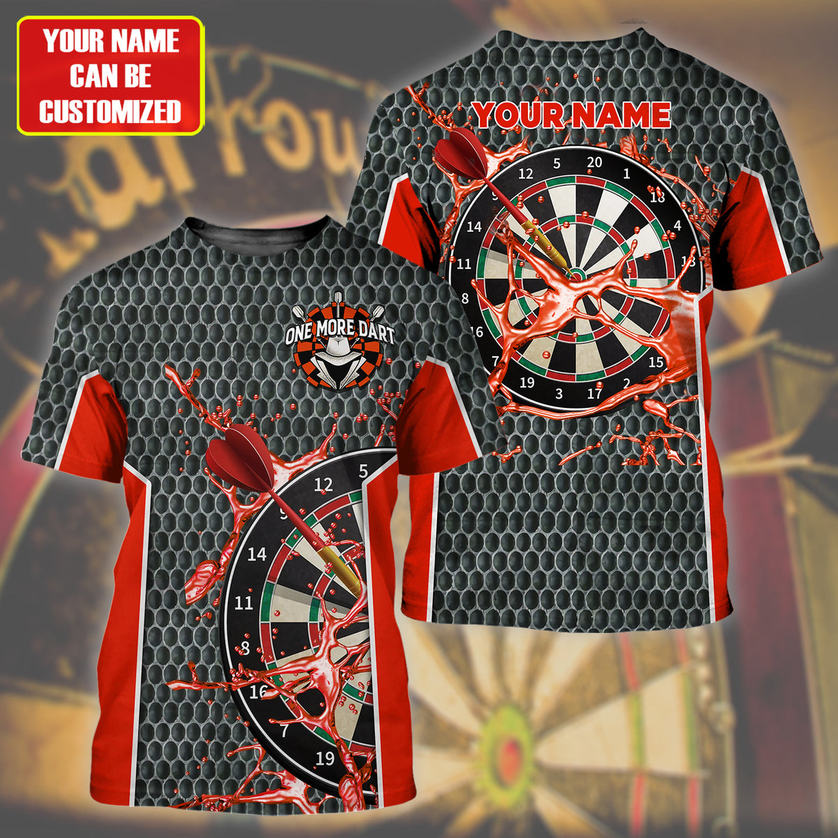 Personalized Name Red Darts Water All Over Printed Unisex Shirt Q210903