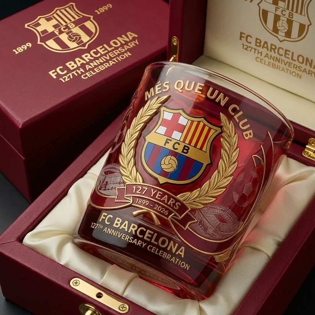 Personalized Barca 127 Years Celebration Stadium Whisky , Barca Whiskey Glass, Holiday Gifts