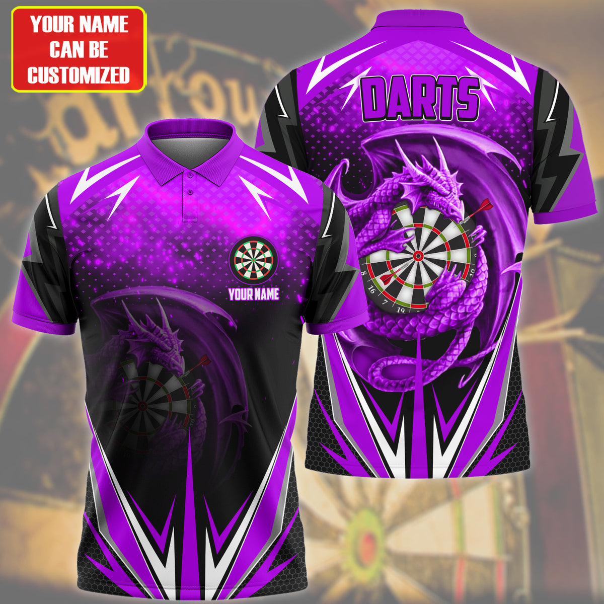 Personalized Name Dragon Darts Purple Version All Over Printed Unisex Shirt Q220507