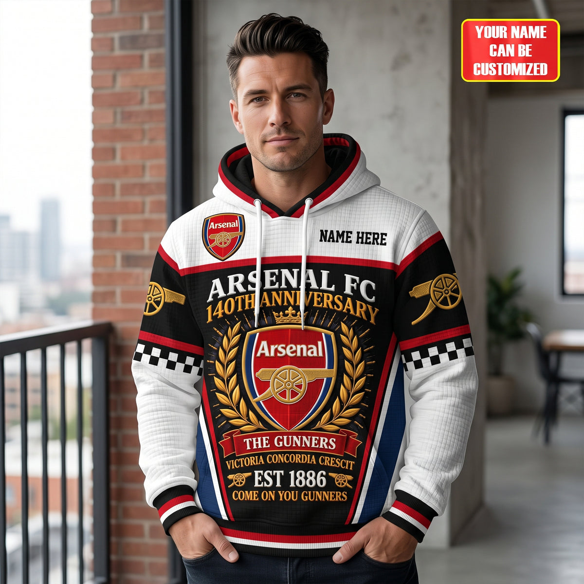 Personalized Arsenal Gunners 2026 Fabric Hooded Sweatshirt