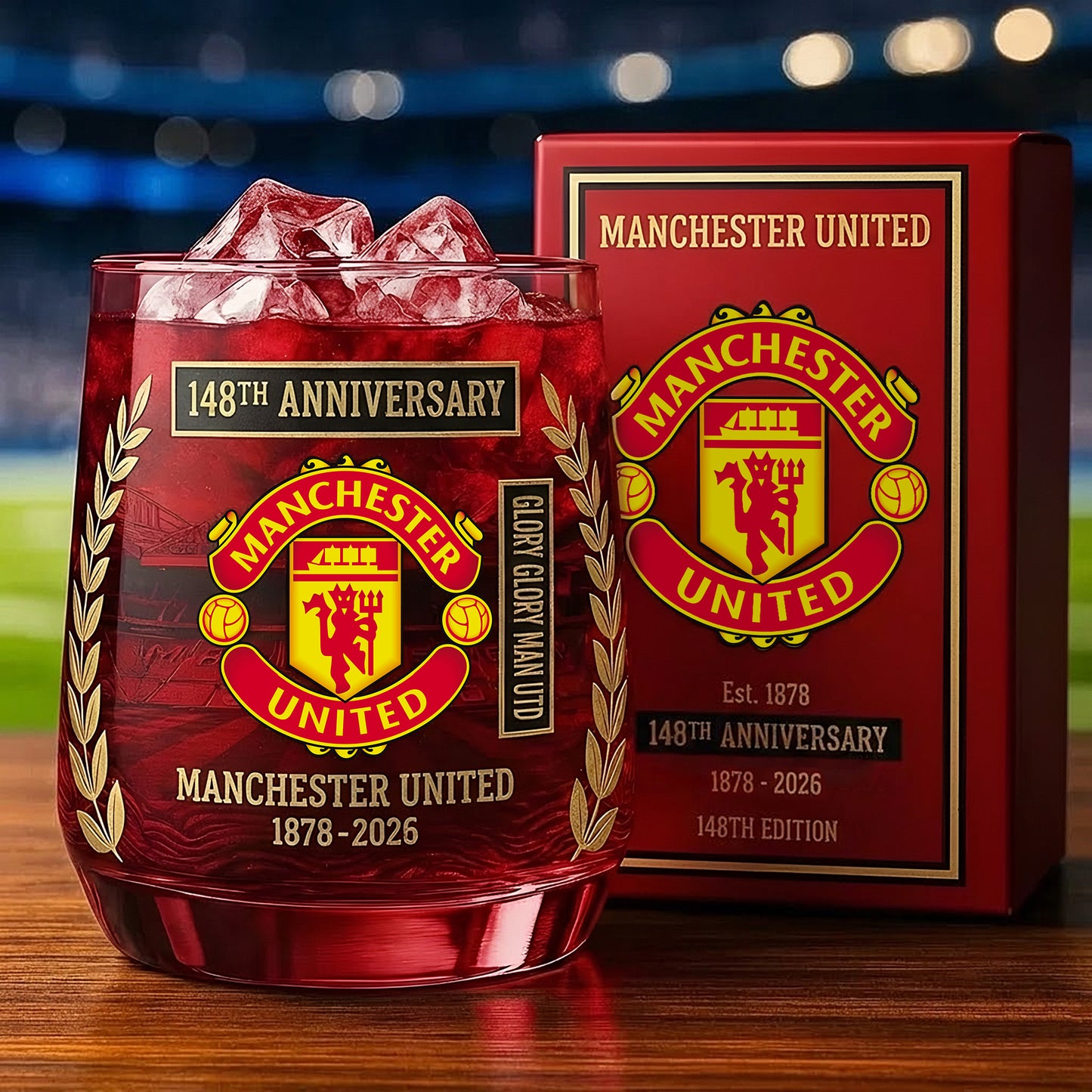 Personalized MU FC 148 Years Anniversary Whisky , MU Whiskey Glass, Holiday Gifts V8