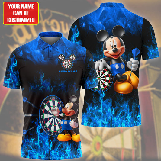 Personalized Name Mk Darts Fire Blue Version All Over Printed Unisex Shirt Q230402