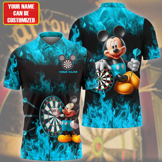 Personalized Name Mk Darts Fire Teal Version All Over Printed Unisex Shirt Q230402