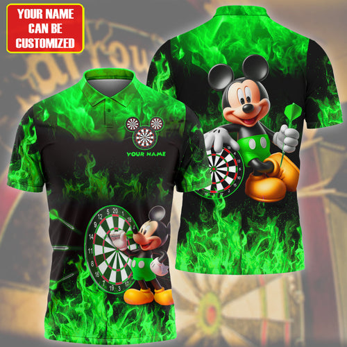 Personalized Name Mk Darts Fire Green Version All Over Printed Unisex Shirt Q230402