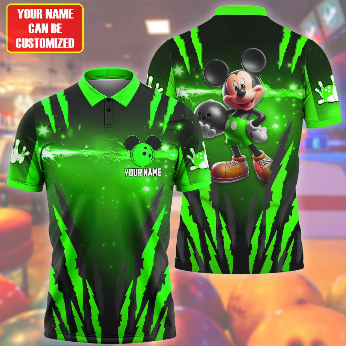 Personalized Name Mk Bowling Q4 Green Version All Over Printed Unisex Shirt Q230405