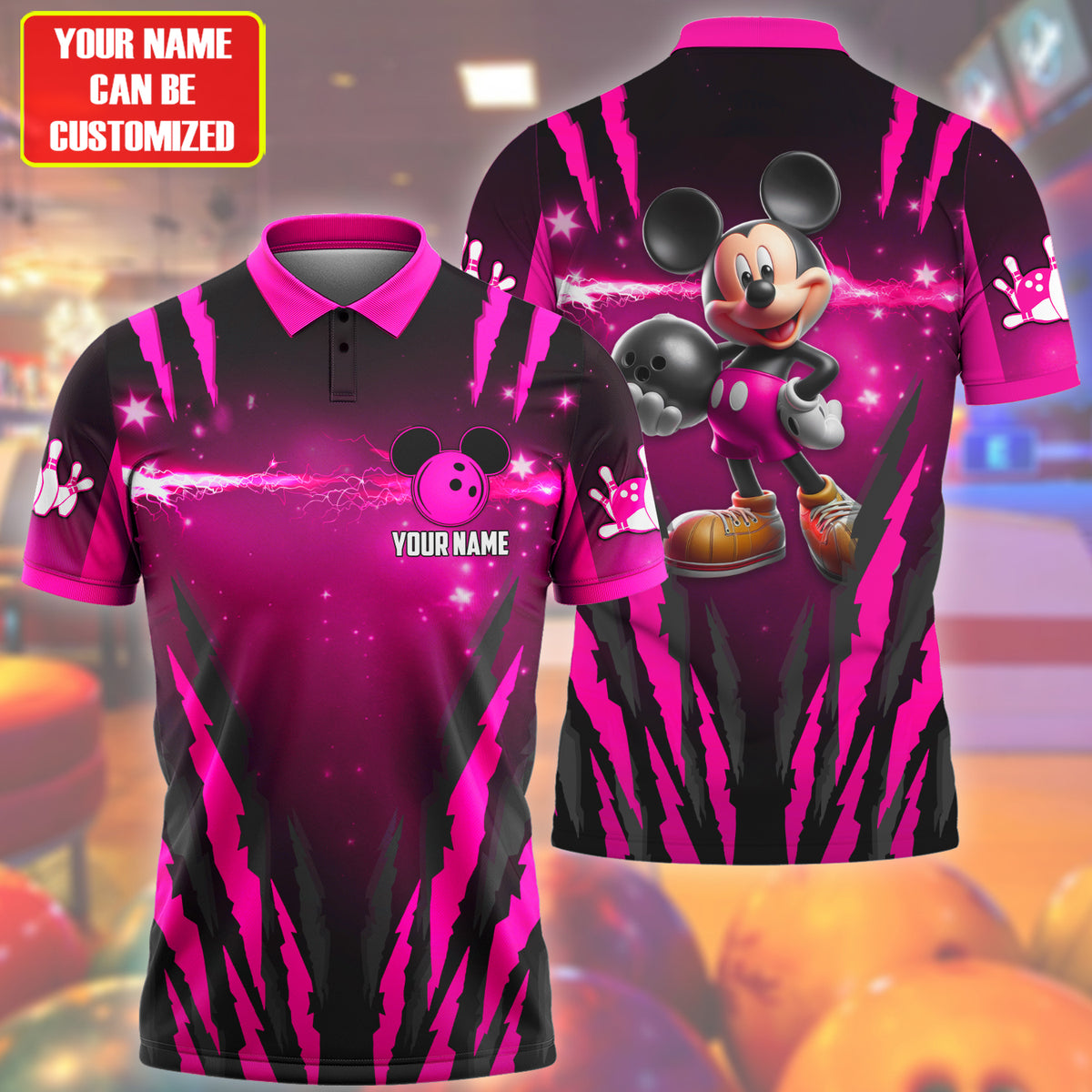 Personalized Name Mk Bowling Q4 Pink Version All Over Printed Unisex Shirt Q230405