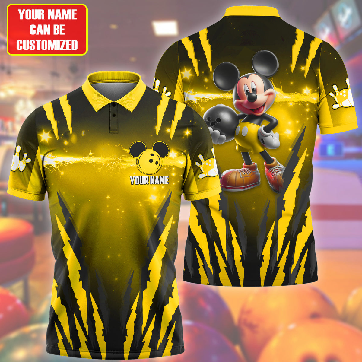 Personalized Name Mk Bowling Q4 Yellow Version All Over Printed Unisex Shirt Q230405