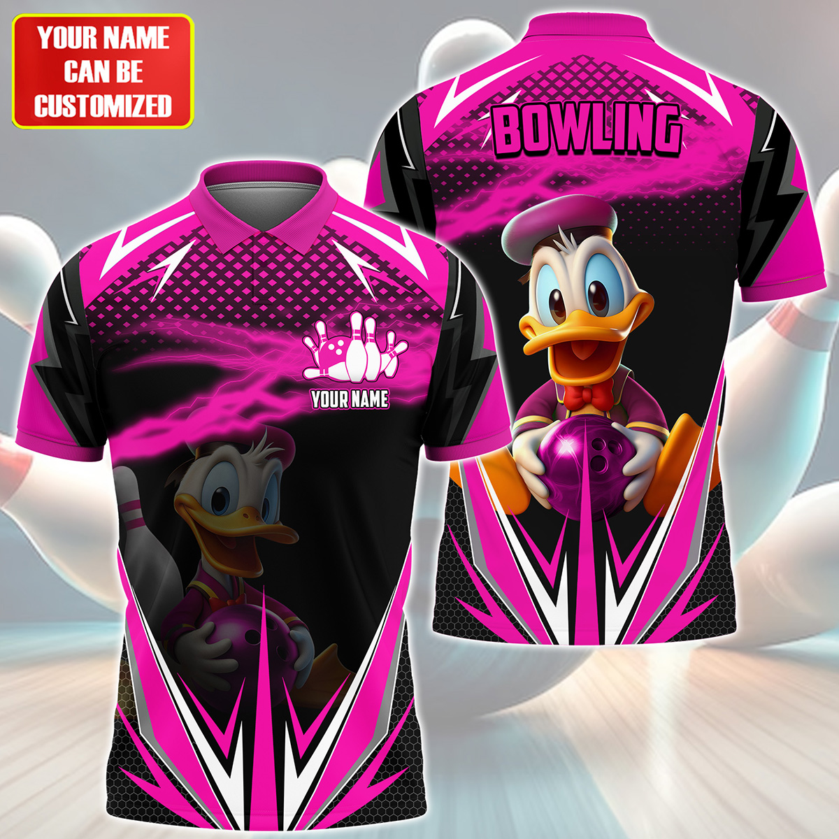 Personalized Name Dn Bowling Pink Version All Over Printed Unisex Shirt Q230502