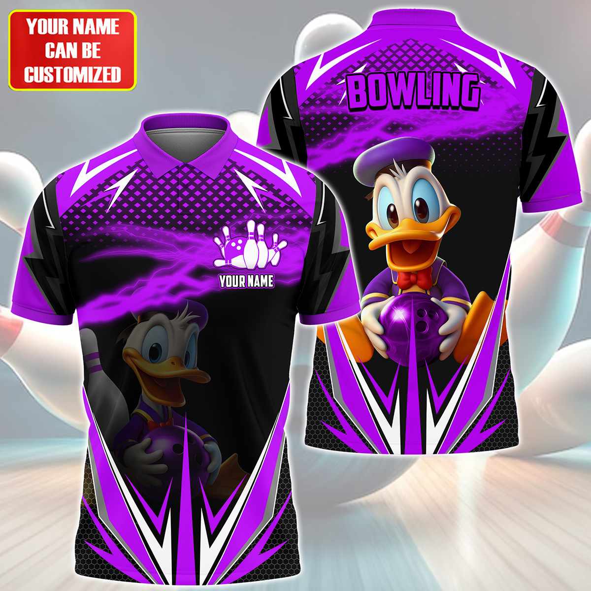 Personalized Name Dn Bowling Purple Version All Over Printed Unisex Shirt Q230502