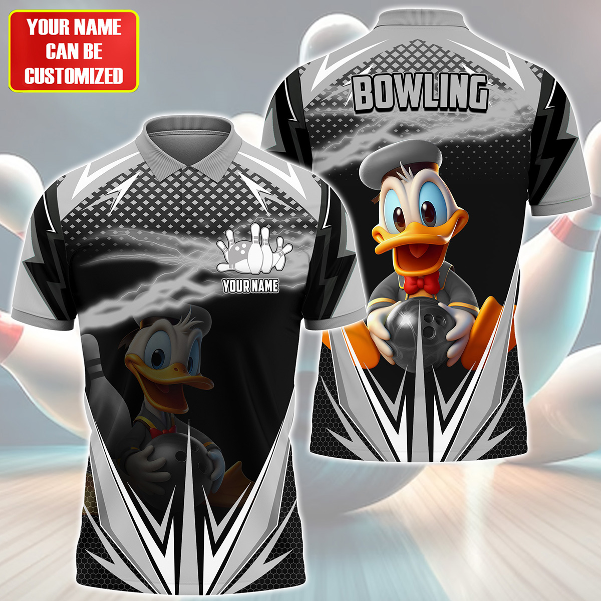 Personalized Name Dn Bowling Black Version All Over Printed Unisex Shirt Q230502