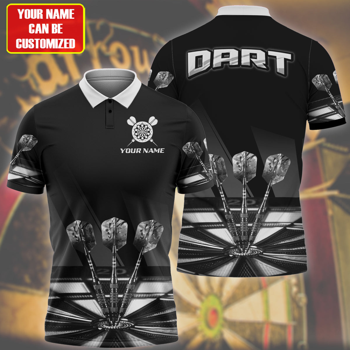 Personalized Name Black Darts Q6 All Over Printed Unisex Shirt Q230904