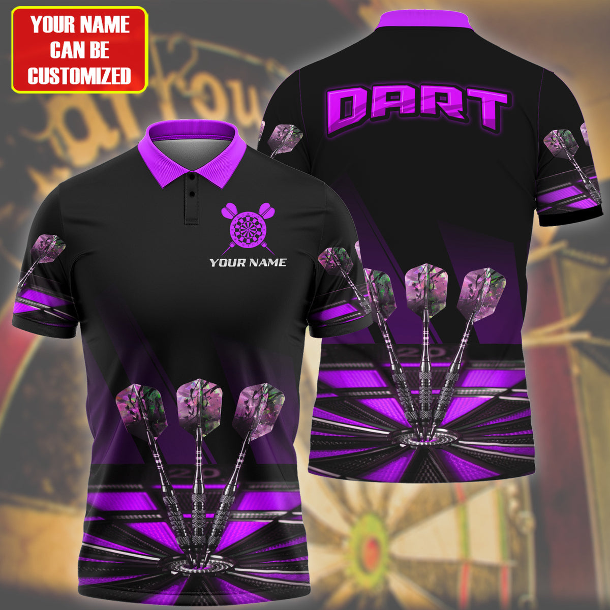 Personalized Name Purple Darts Q6 All Over Printed Unisex Shirt Q230904