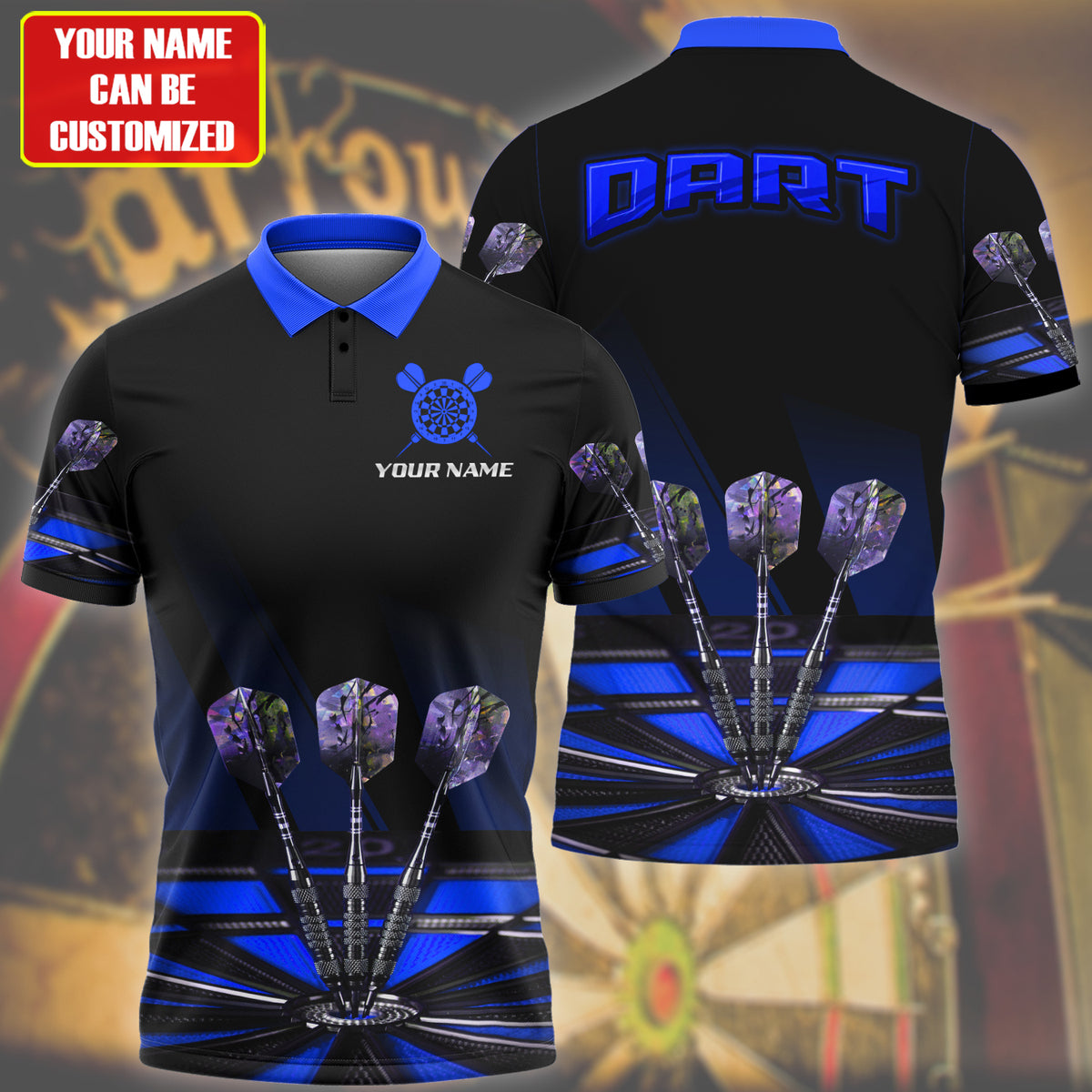 Personalized Name Blue Darts Q6 All Over Printed Unisex Shirt Q230904