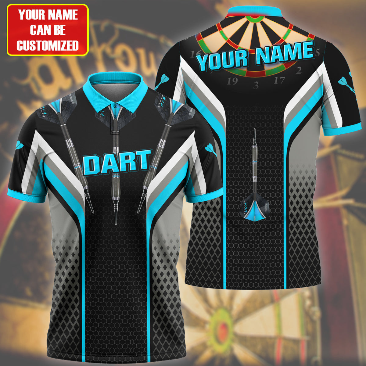 Personalized Name Teal Darts Q7 All Over Printed Unisex Shirt Q230905