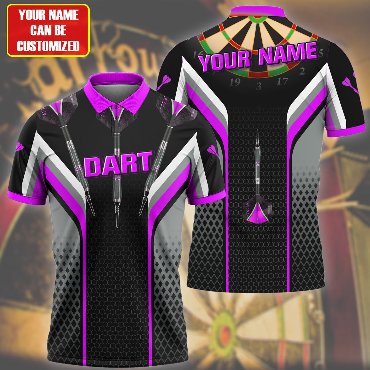 Personalized Name Purple Darts Q7 All Over Printed Unisex Shirt Q230905