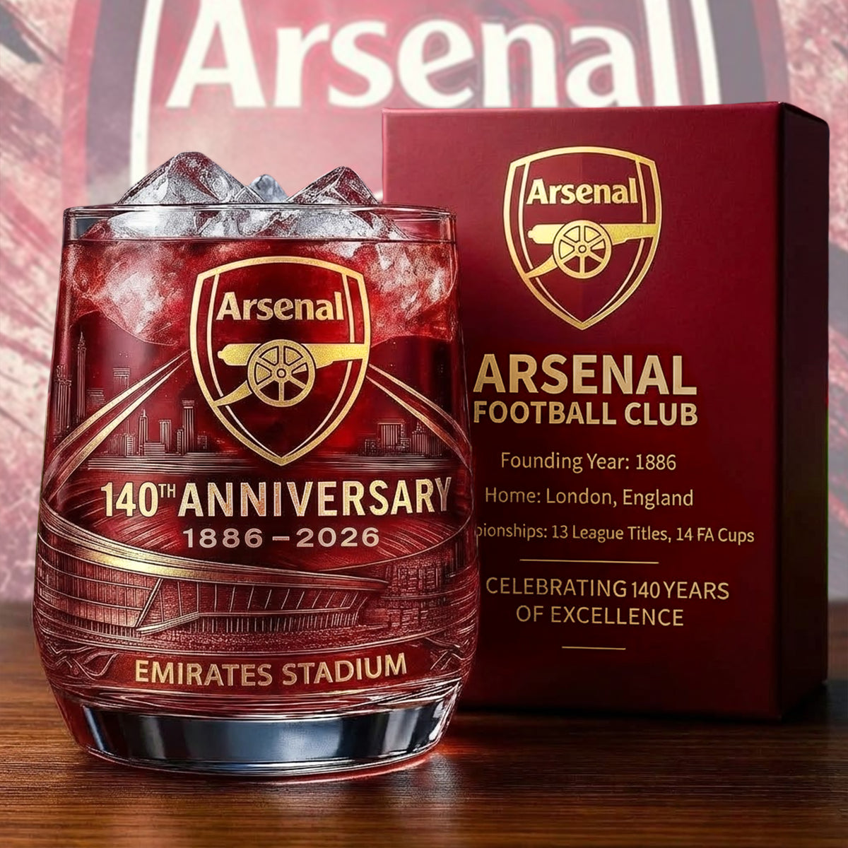 Personalized ASN 140 Years Anniversary Whisky , ASN Stadium Whiskey Glass, Holiday Gifts