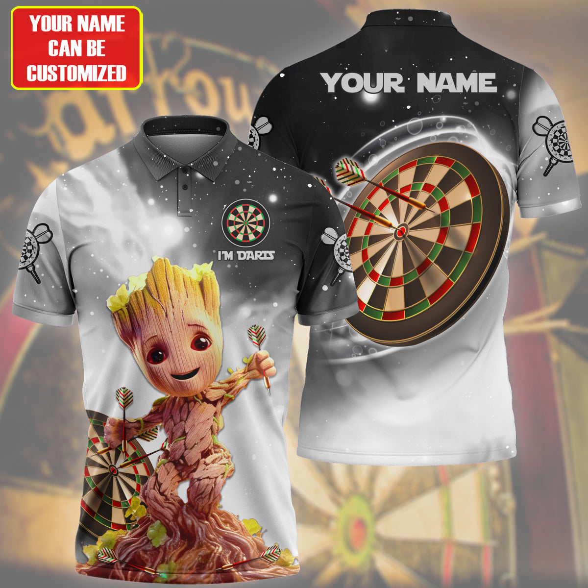 Personalized Name Baby Gr Darts Black Version All Over Printed Unisex Shirt Q240201