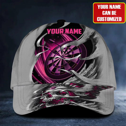 Personalized Name Pink Skull Darts Classic Cap Q240208