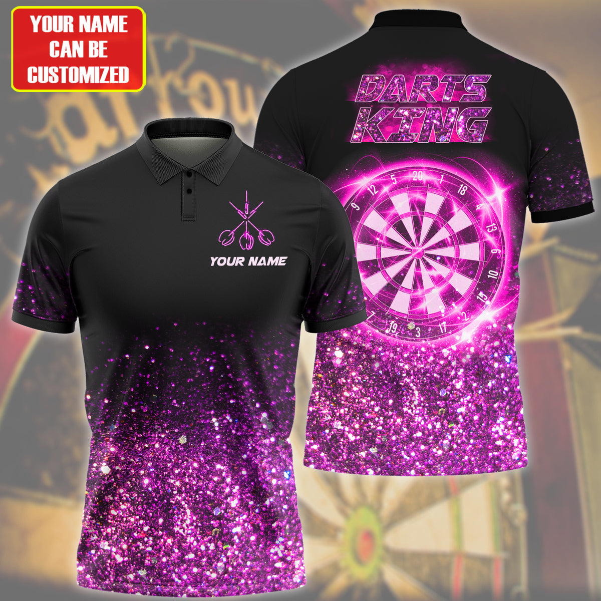 Personalized Name Pink Darts King All Over Printed Unisex Shirt Q240401