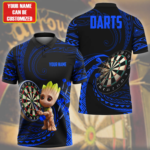 Personalized Name Gr Darts Tattoo Blue Version All Over Printed Unisex Shirt Q240405