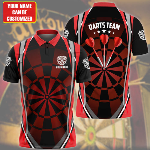 Personalized Name Red Darts Team All Over Printed Unisex Shirt Q240408