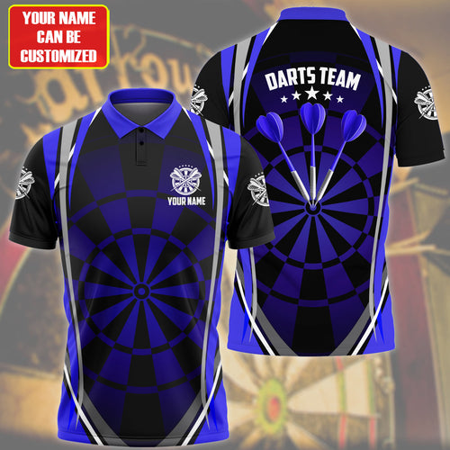 Personalized Name Blue Darts Team All Over Printed Unisex Shirt Q240408