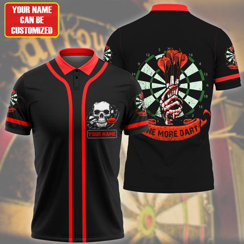 Personalized Name Red Skull One More Darts All Over Printed Unisex Shirt Q240409
