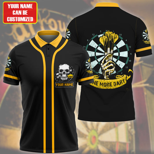Personalized Name Yellow Skull One More Darts All Over Printed Unisex Shirt Q240409