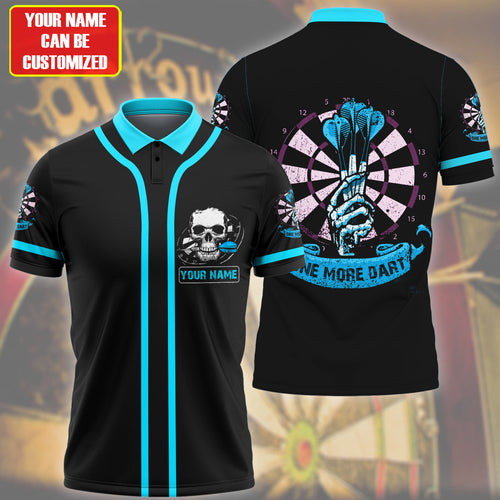 Personalized Name Teal Skull One More Darts All Over Printed Unisex Shirt Q240409