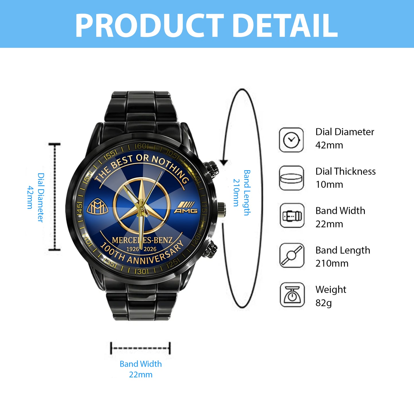 Merc 100th Anniversary Luxury Stainless Steel Watch (1926-2026)