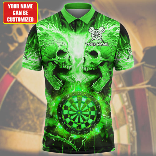 Personalized Name Skull Darts Green Version All Over Printed Unisex Shirt Q260405
