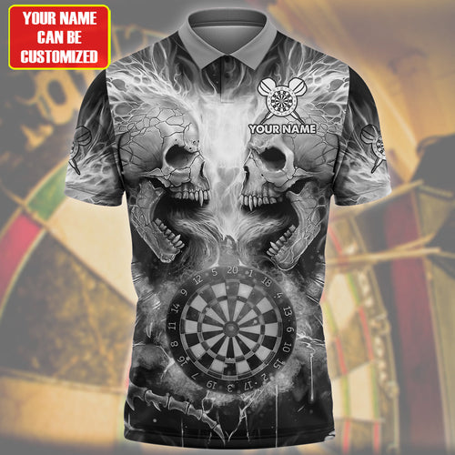 Personalized Name Skull Darts Black Version All Over Printed Unisex Shirt Q260405
