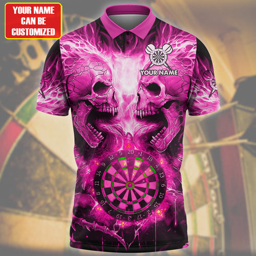 Personalized Name Skull Darts Pink Version All Over Printed Unisex Shirt Q260405