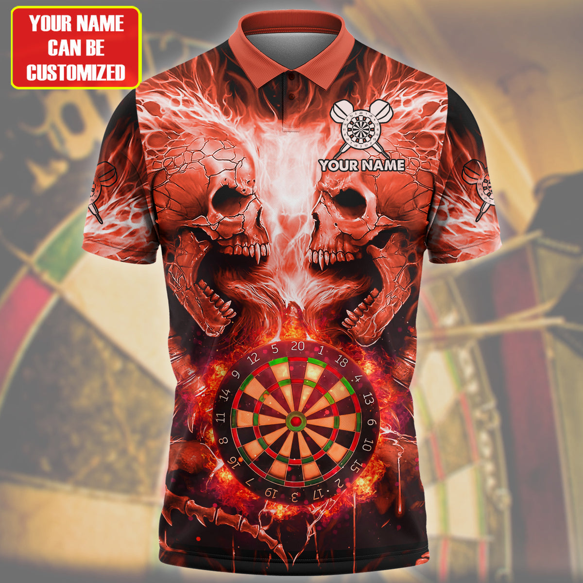 Personalized Name Skull Darts Red Version All Over Printed Unisex Shirt Q260405