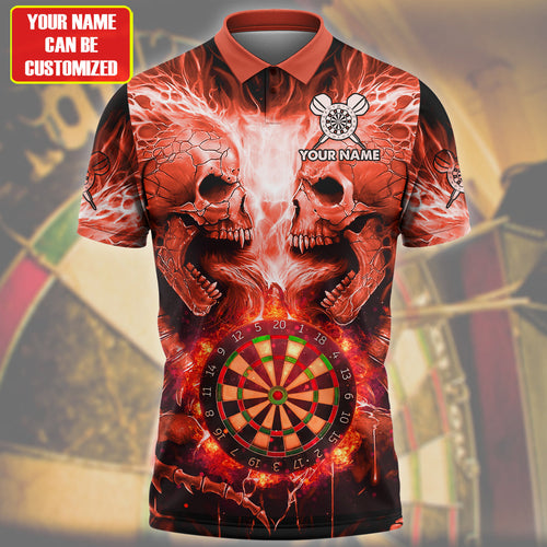 Personalized Name Skull Darts Red Version All Over Printed Unisex Shirt Q260405