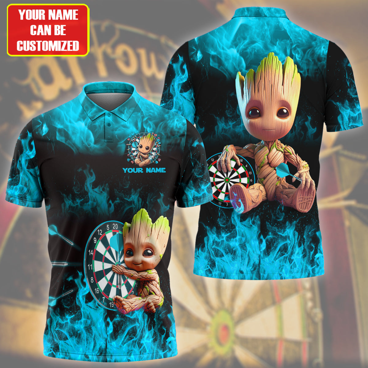 Personalized Name Gr Darts Fire Teal Version All Over Printed Unisex Shirt Q260604
