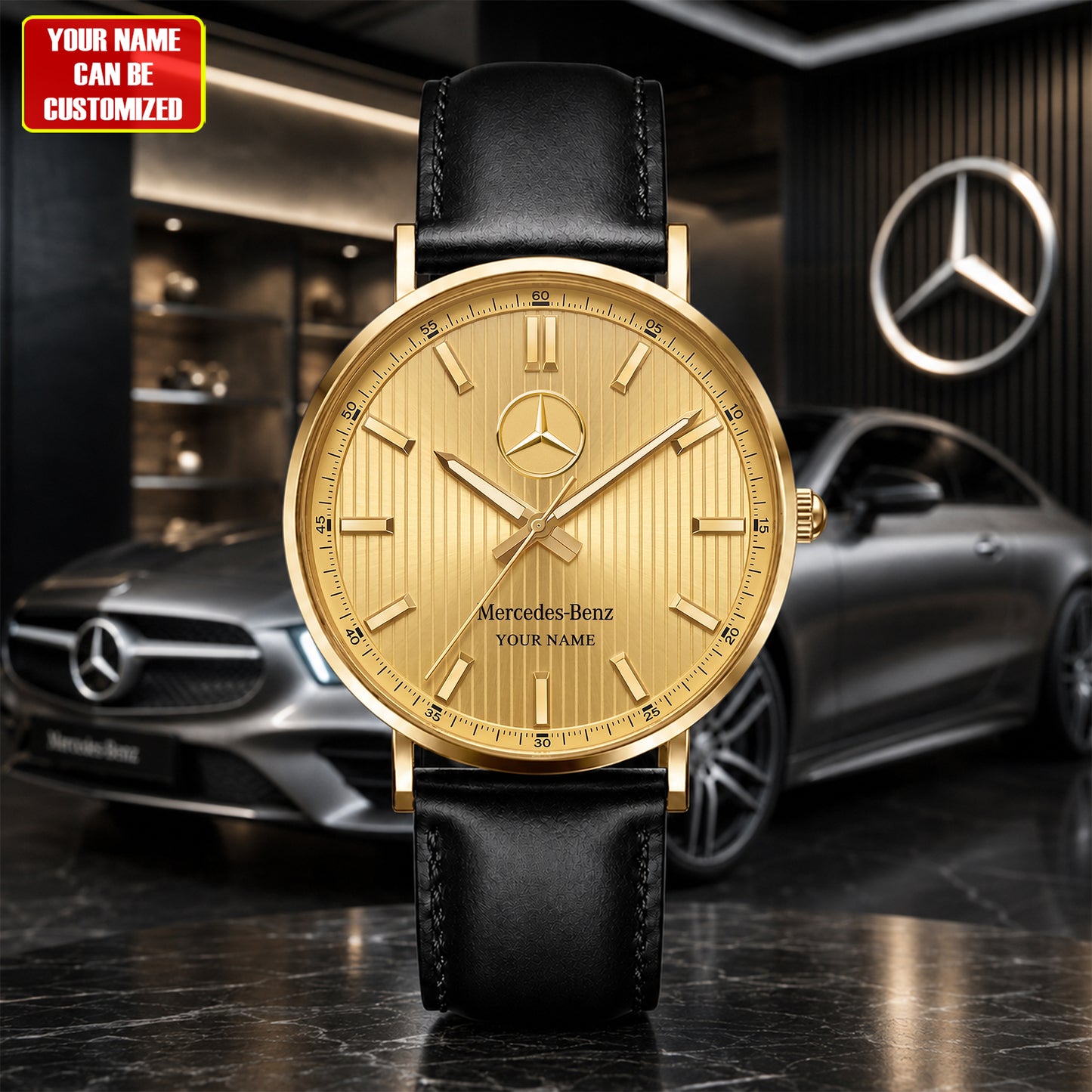 Personalized Merc Wall Luxury Classic Leather Watch