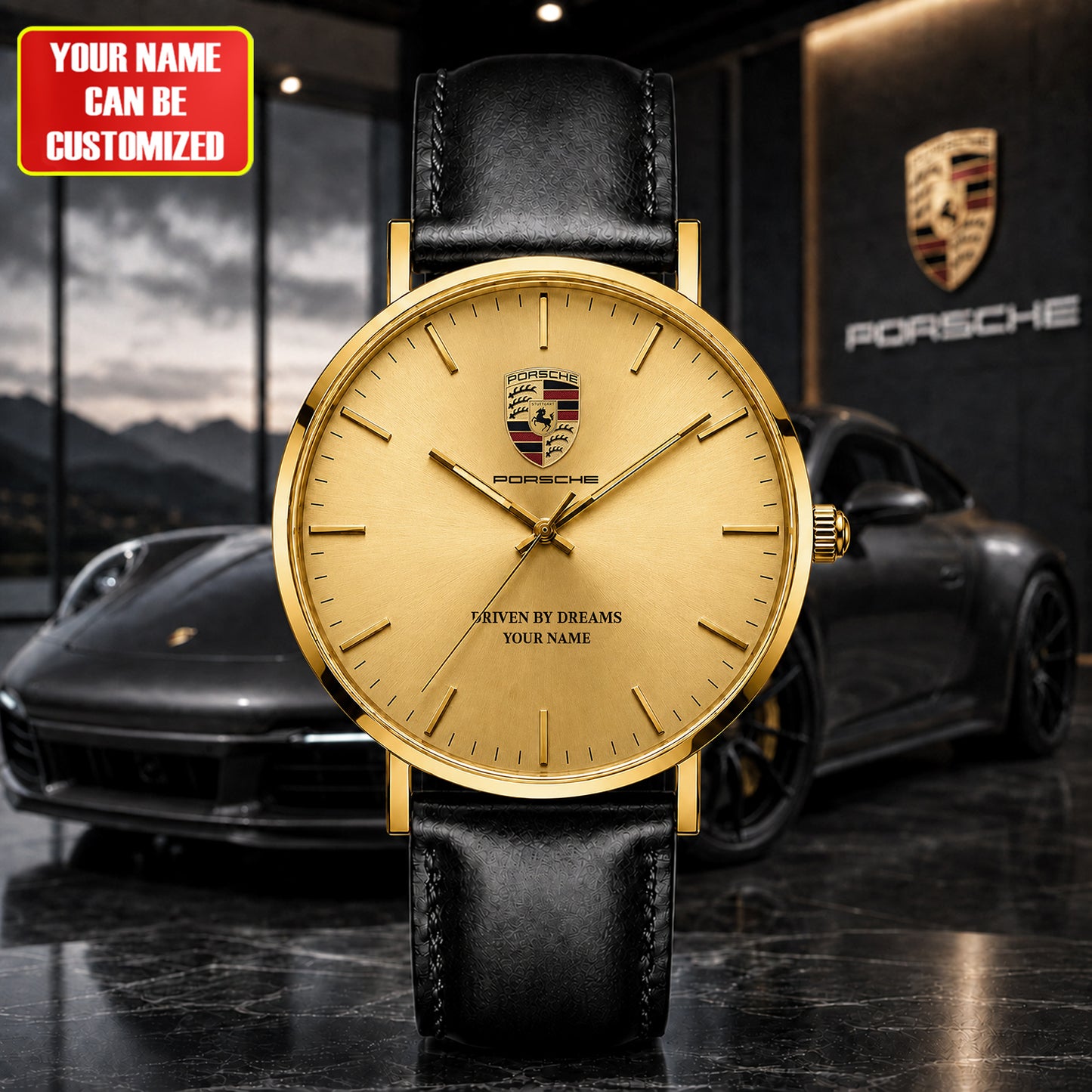 Personalized Pors Driven By Dreams 2026 Leather Watch